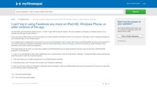 
                            8. MyFitnessPal | I can't log in using Facebook any m...