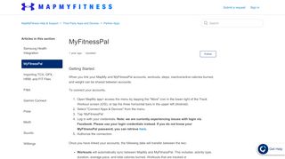 
                            11. MyFitnessPal – MapMyFitness Help & Support