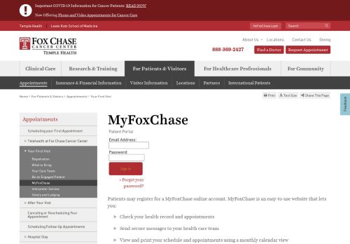 
                            8. MyFoxChase | Fox Chase Cancer Center - Philadelphia, PA