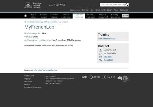 
                            7. MyFrenchLab - Staff Services - ANU