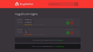 
                            7. mygulli.com passwords - BugMeNot