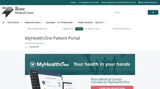 
                            9. MyHealthONE Patient Portal | Rose Medical Center