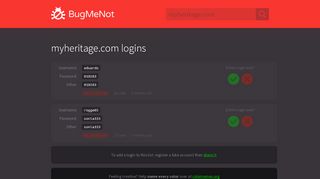 
                            5. myheritage.com logins - BugMeNot