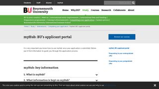 
                            8. myHub: BU's applicant portal | Bournemouth University