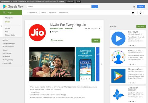 
                            4. MyJio - Recharge & Pay Bills, Redeem ₹50 Voucher - Google Play पर ...