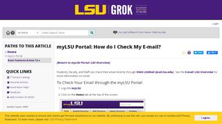 
                            2. myLSU Portal: How do I Check My E-mail? - lsu grok knowledge base