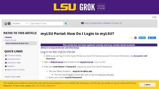 
                            8. myLSU Portal: How Do I Login to myLSU? - lsu grok knowledge base