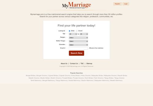 
                            5. MyMarriage - A Free Matrimony, Matrimonial and Marriage Search ...