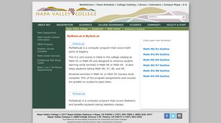 
                            13. MyMathLab & MyStatLab - Napa Valley College