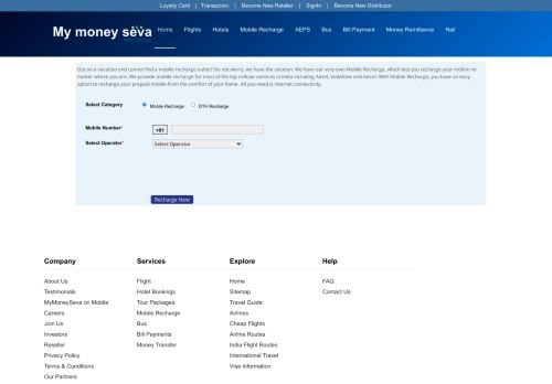 
                            3. MyMoneySeva.Com - Become Online Mobile and DTH Recharge Agent