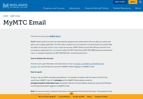 
                            2. MyMTC Email | Midlands Technical College