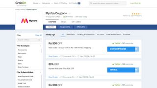 
                            4. Myntra Coupons & Offers: 70% OFF + ₹1000 New User Code Feb 2019