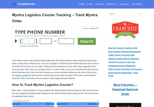 
                            8. Myntra Logistics Courier Tracking - Track Myntra Order