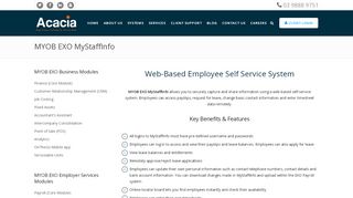 
                            11. MYOB EXO MyStaffInfo | Acacia Consulting Services