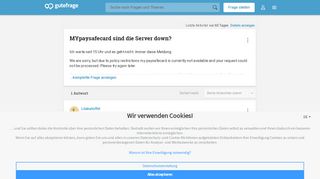 
                            10. MYpaysafecard sind die Server down? (Paysafecard) - Gutefrage