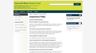 
                            9. mypension FAQs | Tyne & Wear Pension Fund