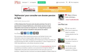 
                            7. 'MyPension' pour consulter son dossier pension en ligne - Droit ...