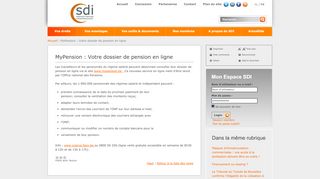 
                            8. MyPension : Votre dossier de pension en ligne | SDI – Syndicat des ...