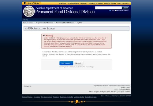 
                            3. myPFD - Permanent Fund Dividend Division | State of Alaska