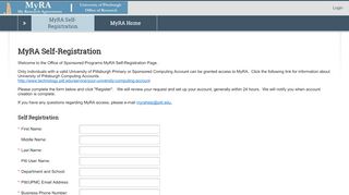 
                            7. MyRA Self-Registration - University of Pittsburgh