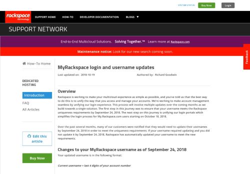 
                            3. MyRackspace login and username updates - Rackspace Support