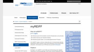 
                            1. myREIFF - RWTH AACHEN UNIVERSITY Faculty of Architecture