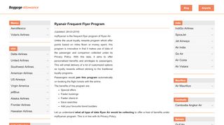 
                            10. myRyanAir - Ryanair Frequent Flyer Program - Baggage allowance