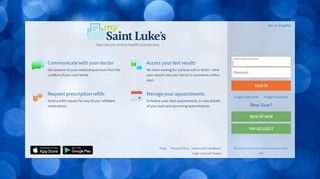 
                            7. mySaintLukes - Login Page