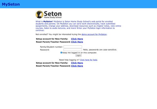
                            2. MySeton Login - Seton Home Study School