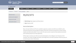 
                            2. MySIS/SITS - IT Services