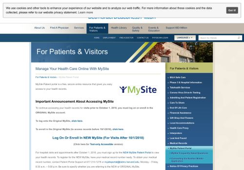 
                            9. MySite Patient Portal - Beth Israel Deaconess Hospital-Milton