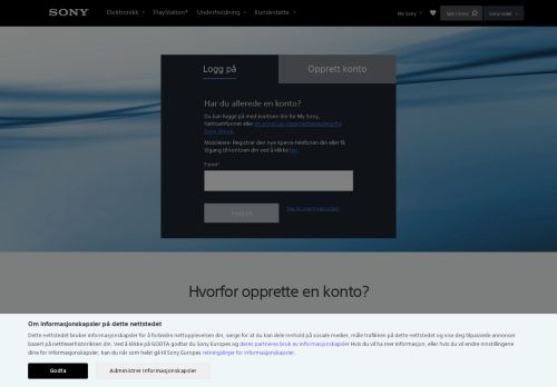 
                            4. MySony | MySony – logg på, eller registrer deg | Sony - Sony NO