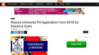 
                            11. Mysore University PG Application Form 2018 for Entrance Exam ...