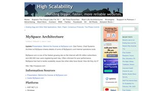 
                            10. MySpace Architecture - High Scalability -