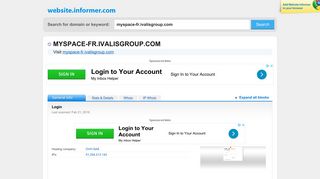 
                            5. myspace-fr.ivalisgroup.com at Website Informer. Login. Visit Myspace ...