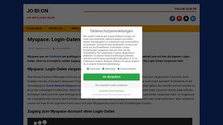 
                            4. Myspace: Login-Daten vergessen – und jetzt? › JO:BI:ON
