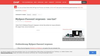 
                            3. MySpace-Passwort vergessen - was tun? - CHIP