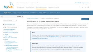 
                            8. MySQL 5.7 Reference Manual :: 6.4.3.2 Creating SSL Certificates and ...