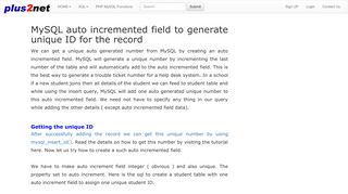 
                            12. MYSQL auto increment field to generate unique number from a table