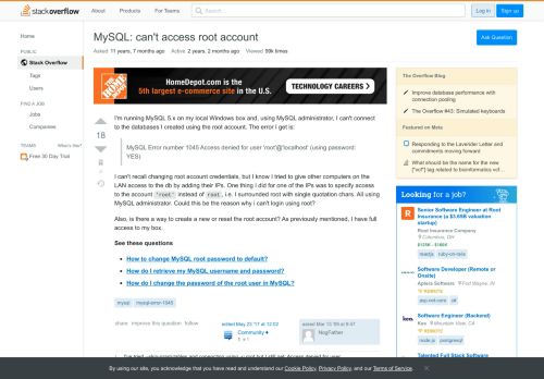 
                            2. MySQL: can't access root account - Stack Overflow