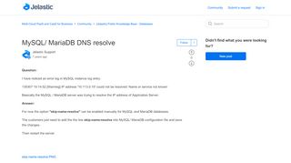 
                            6. MySQL/ MariaDB DNS resolve – Multi-Cloud PaaS and CaaS for ...