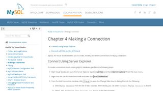 
                            10. MySQL :: MySQL for Visual Studio :: 4 Making a Connection