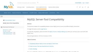 
                            2. MySQL :: MySQL Server-Tool Compatibility