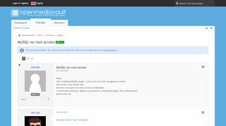 
                            6. MySQL no root access - Plugins - openmediavault
