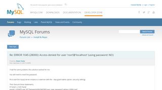 
                            6. MySQL :: Re: ERROR 1045 (28000): Access denied for user 'root ...