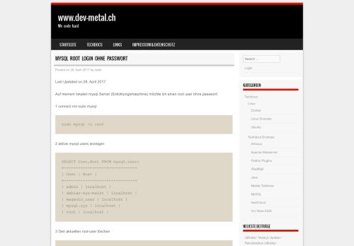 
                            4. MySQL Root Login ohne Passwort – www.dev-metal.ch