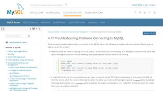 
                            2. MySQL :: Security in MySQL :: 4.7 Troubleshooting Problems ...