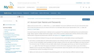 
                            2. MySQL :: Security in MySQL :: 5.1 User Names and Passwords