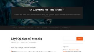 
                            2. MySQL sleep() attacks - Sysadmins of the North