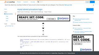 
                            1. mysql stored procedure login - Stack Overflow